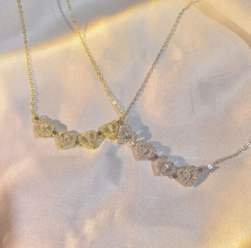Retro Magnetic Folding Heart Shaped Four Leaf Clover Pendant Necklace Women Love Clavicle Chain Gifts Openable Choker Jewelry - Image 10