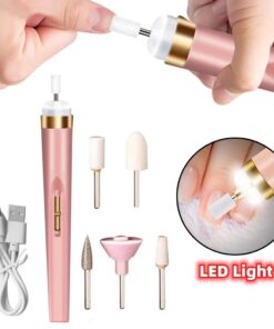 5in1 Manicure Machine Set Electric Nail Drill Polisher Cordless USB Rechargeable With LED Cutters Mill For Manicure Pedicure Accessor